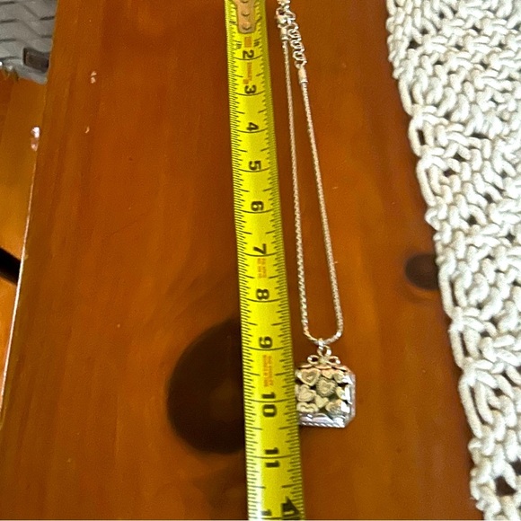 Brighton Square Pendant with Silver Hearts Necklace comes with Cloth Bag Retired - Picture 8 of 12